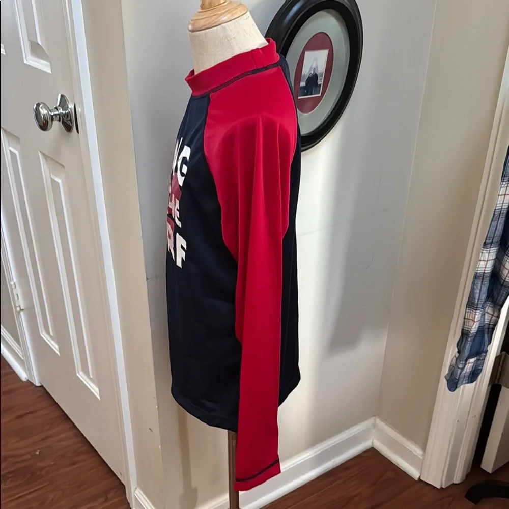 🏊 Gymboree Kids Swim Rashguard: Red and Navy Blue Tropical Surf Pool Beach Lake